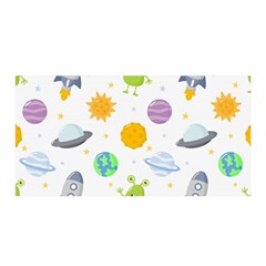 Seamless-pattern-cartoon-space-planets-isolated-white-background Satin Wrap 35  X 70  by Salman4z