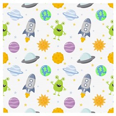 Seamless-pattern-cartoon-space-planets-isolated-white-background Wooden Puzzle Square