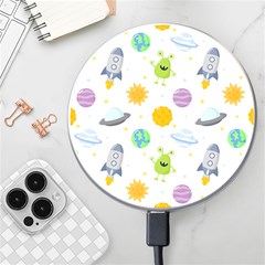 Seamless-pattern-cartoon-space-planets-isolated-white-background Wireless Fast Charger(white) by Salman4z