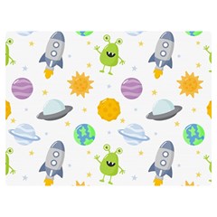 Seamless-pattern-cartoon-space-planets-isolated-white-background Premium Plush Fleece Blanket (extra Small) by Salman4z