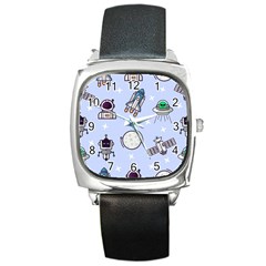 Seamless-pattern-with-space-theme Square Metal Watch by Salman4z