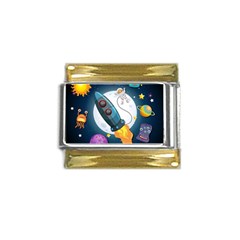 Spaceship-astronaut-space Gold Trim Italian Charm (9mm) by Salman4z