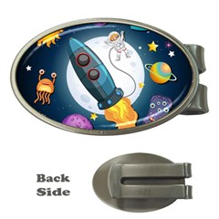 Spaceship-astronaut-space Money Clips (oval)  by Salman4z