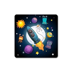 Spaceship-astronaut-space Square Magnet by Salman4z