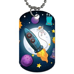 Spaceship-astronaut-space Dog Tag (two Sides) by Salman4z