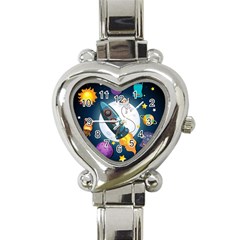 Spaceship-astronaut-space Heart Italian Charm Watch by Salman4z