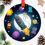 Spaceship-astronaut-space Round Ornament (Two Sides) Front