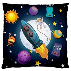 Spaceship-astronaut-space Large Cushion Case (two Sides) by Salman4z