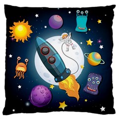 Spaceship-astronaut-space Standard Premium Plush Fleece Cushion Case (one Side) by Salman4z