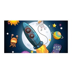 Spaceship-astronaut-space Satin Wrap 35  X 70  by Salman4z