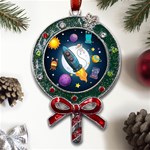 Spaceship-astronaut-space Metal X Mas Lollipop with Crystal Ornament Front