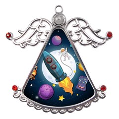 Spaceship-astronaut-space Metal Angel With Crystal Ornament