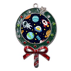 Space-seamless-pattern   - Metal X mas Lollipop With Crystal Ornament