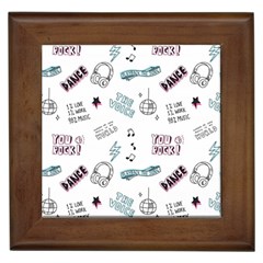 Music-themed-doodle-seamless-background Framed Tile by Salman4z