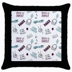 Music-themed-doodle-seamless-background Throw Pillow Case (black) by Salman4z