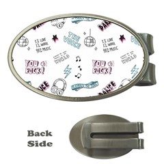 Music-themed-doodle-seamless-background Money Clips (oval)  by Salman4z