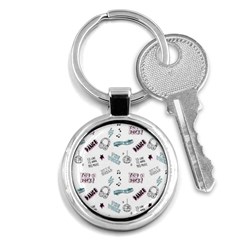 Music-themed-doodle-seamless-background Key Chain (round) by Salman4z