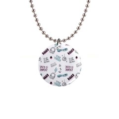 Music-themed-doodle-seamless-background 1  Button Necklace by Salman4z