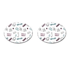 Music-themed-doodle-seamless-background Cufflinks (oval) by Salman4z