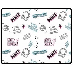 Music-themed-doodle-seamless-background Fleece Blanket (medium) by Salman4z