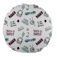 Music-themed-doodle-seamless-background Large 18  Premium Round Cushions by Salman4z