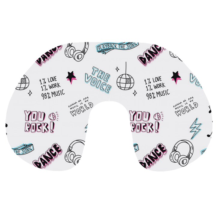 Music-themed-doodle-seamless-background Travel Neck Pillow