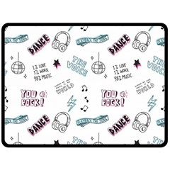 Music-themed-doodle-seamless-background Two Sides Fleece Blanket (large) by Salman4z