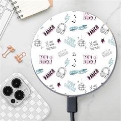 Music-themed-doodle-seamless-background Wireless Fast Charger(white) by Salman4z