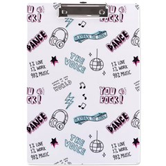 Music-themed-doodle-seamless-background A4 Acrylic Clipboard by Salman4z