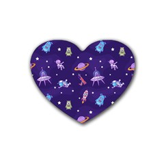 Space-seamless-pattern Rubber Coaster (Heart)