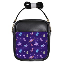 Space-seamless-pattern Girls Sling Bag