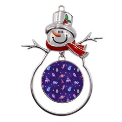 Space-seamless-pattern Metal Snowman Ornament