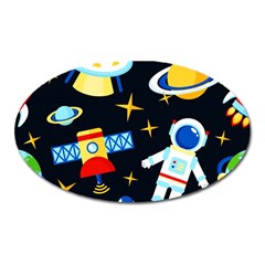 Space Seamless Pattern Oval Magnet by Salman4z