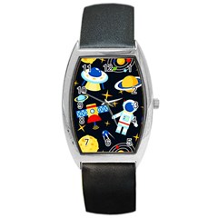 Space Seamless Pattern Barrel Style Metal Watch by Salman4z