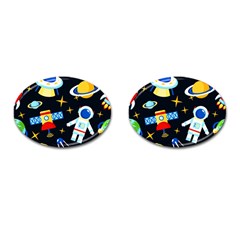 Space Seamless Pattern Cufflinks (oval) by Salman4z