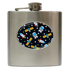 Seamless-adventure-space-vector-pattern-background Hip Flask (6 Oz) by Salman4z