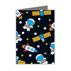 Seamless-adventure-space-vector-pattern-background Mini Greeting Card by Salman4z