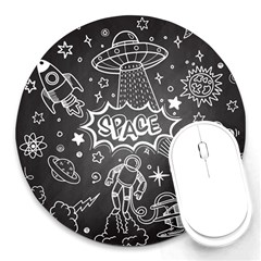 Vector-flat-space-design-background-with-text Round Mousepad by Salman4z