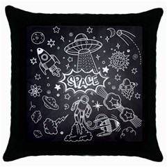 Vector-flat-space-design-background-with-text Throw Pillow Case (black) by Salman4z