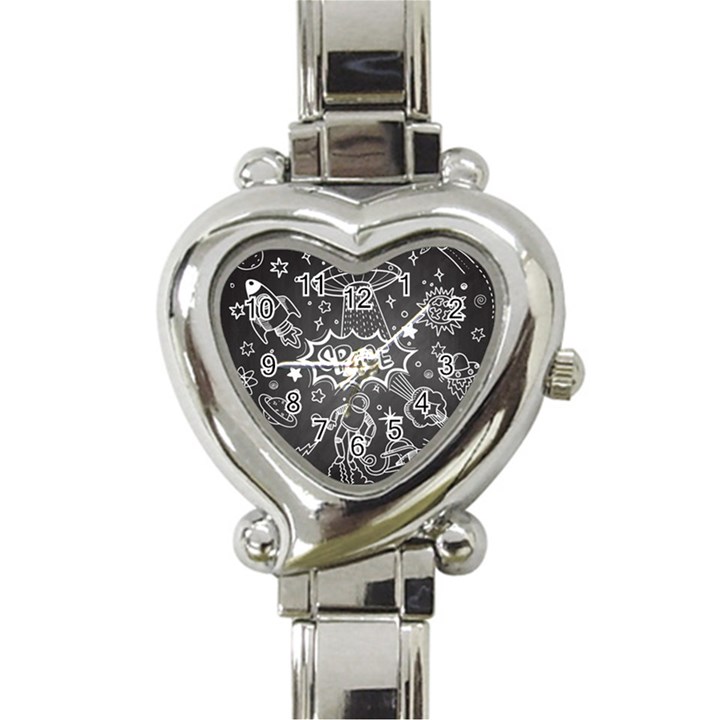 Vector-flat-space-design-background-with-text Heart Italian Charm Watch