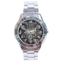 Vector-flat-space-design-background-with-text Stainless Steel Analogue Watch by Salman4z