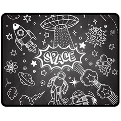 Vector-flat-space-design-background-with-text Two Sides Fleece Blanket (medium) by Salman4z