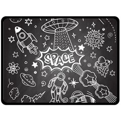 Vector-flat-space-design-background-with-text Two Sides Fleece Blanket (large) by Salman4z