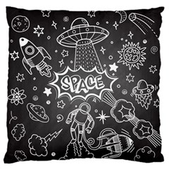 Vector-flat-space-design-background-with-text Large Premium Plush Fleece Cushion Case (two Sides)