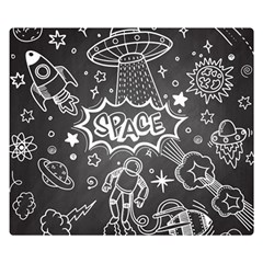 Vector-flat-space-design-background-with-text Two Sides Premium Plush Fleece Blanket (small) by Salman4z