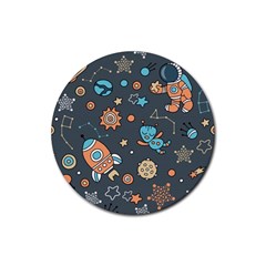 Space-seamless-pattern Rubber Round Coaster (4 Pack) by Salman4z