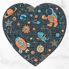 Space-seamless-pattern Jigsaw Puzzle (heart) by Salman4z