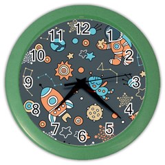 Space-seamless-pattern Color Wall Clock by Salman4z