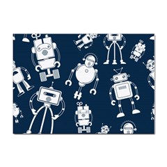 White-robot-blue-seamless-pattern Sticker A4 (10 Pack) by Salman4z