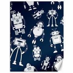 White-robot-blue-seamless-pattern Canvas 36  X 48  by Salman4z